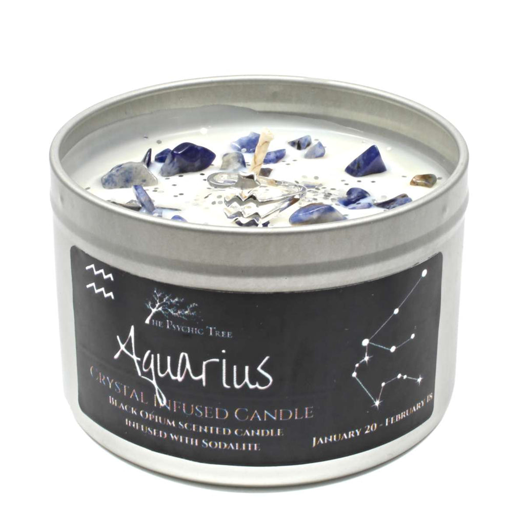 Aquarius Crystal and Jewellery Scented Zodiac Candle