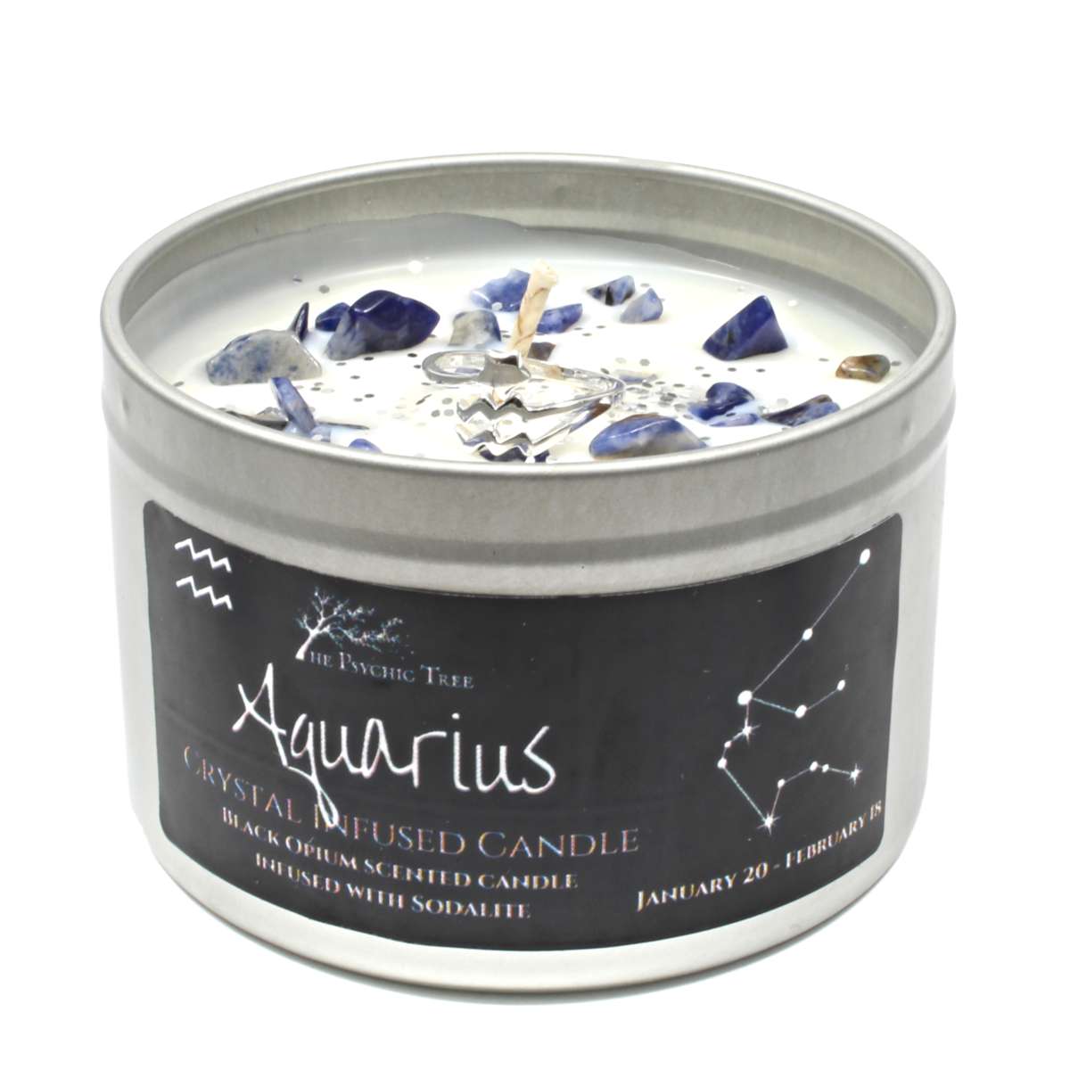 Aquarius Crystal and Jewellery Scented Zodiac Candle