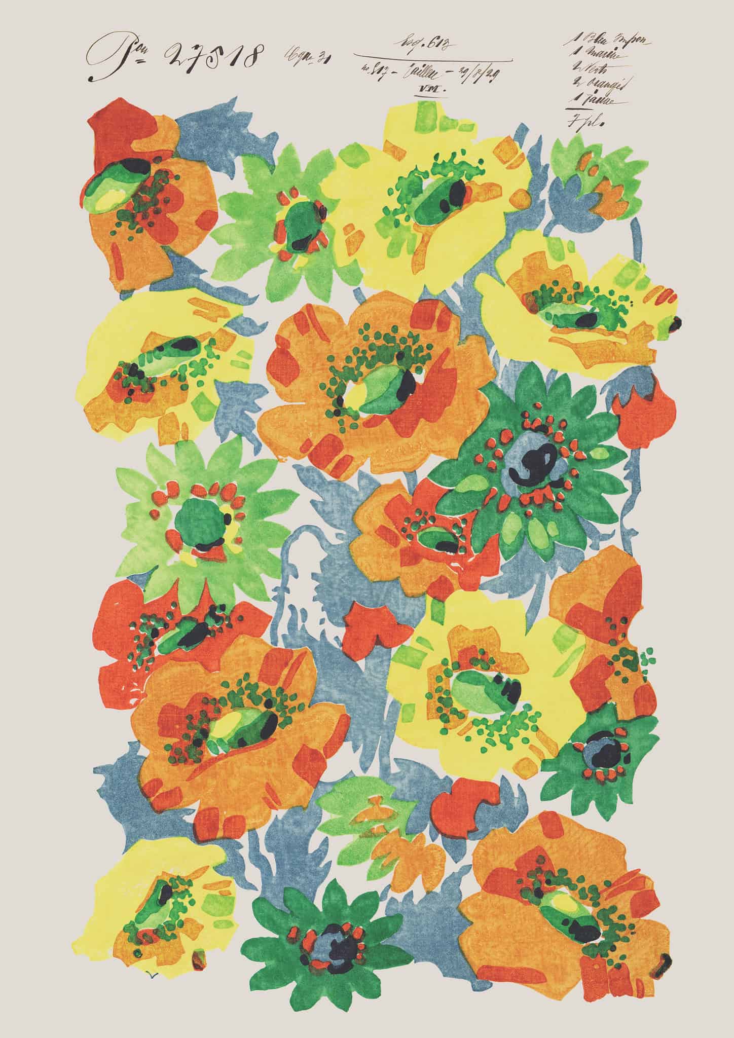 Summer Poppies Vintage Archive Poster Print