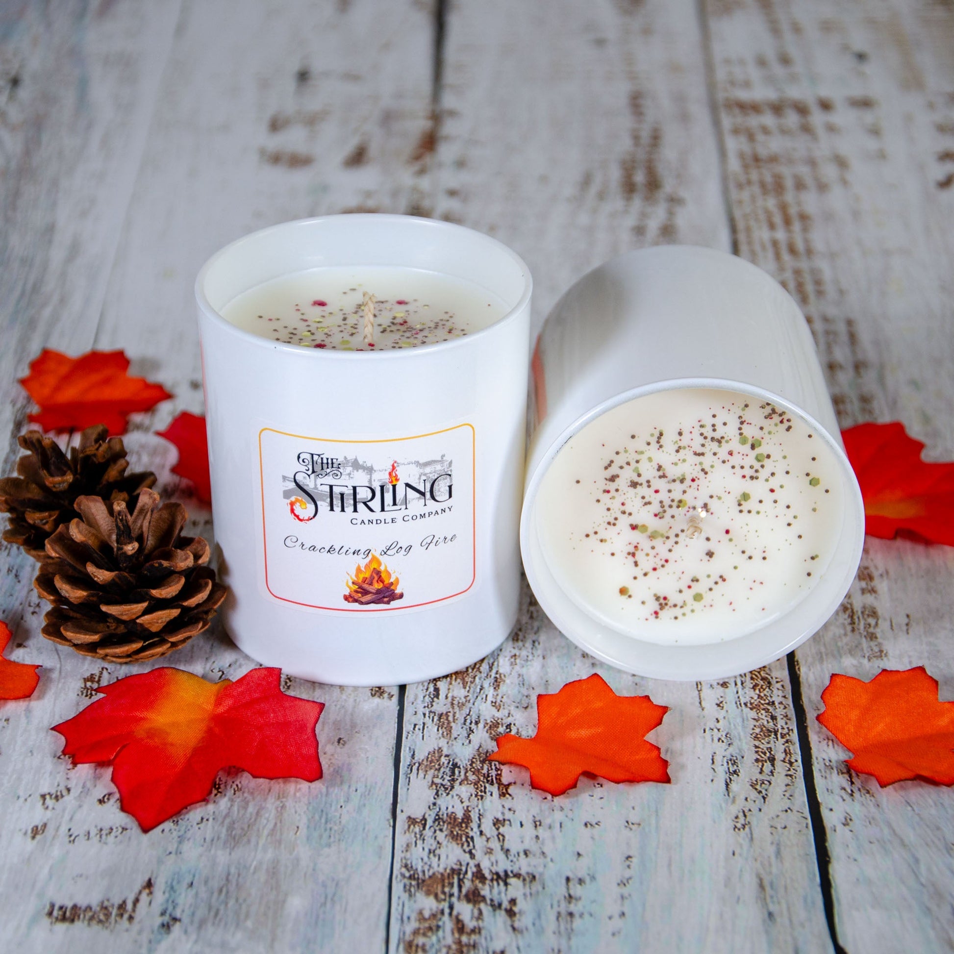 Crackling Log Fire Large Candle