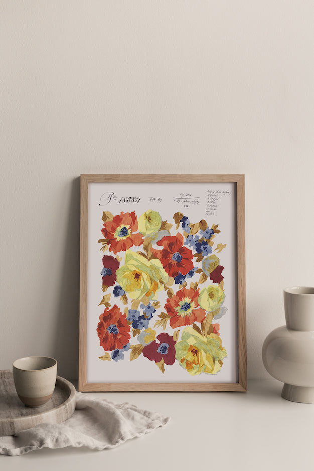 Autumnal Blooms Vintage Archive Poster Print