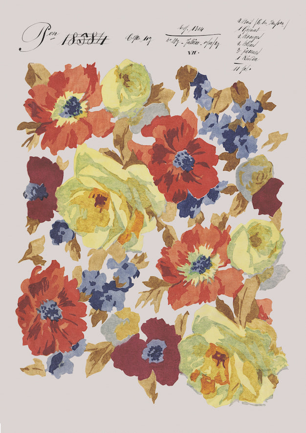 Autumnal Blooms Vintage Archive Poster Print