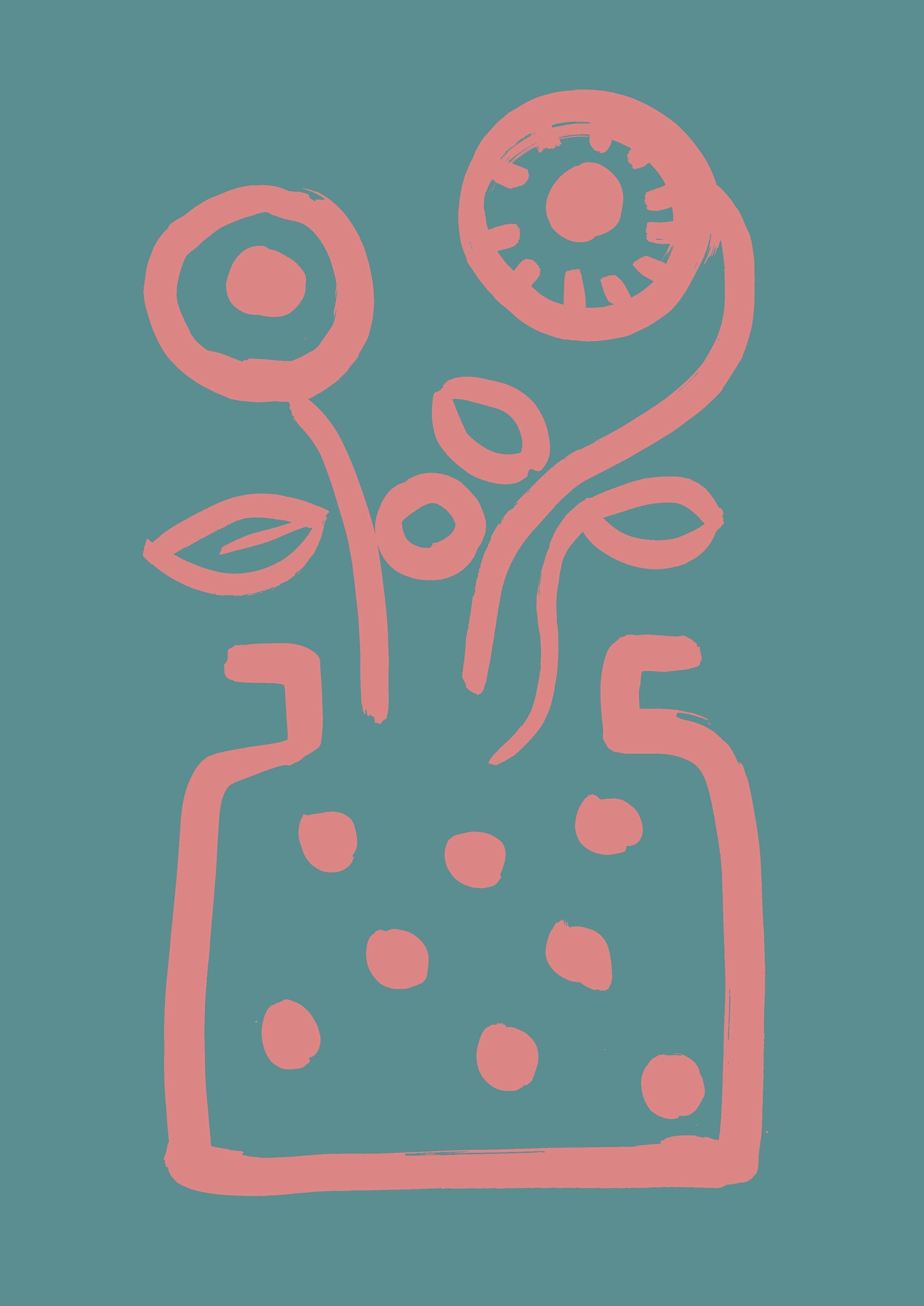 Vase No 2 Print Turquoise Pink