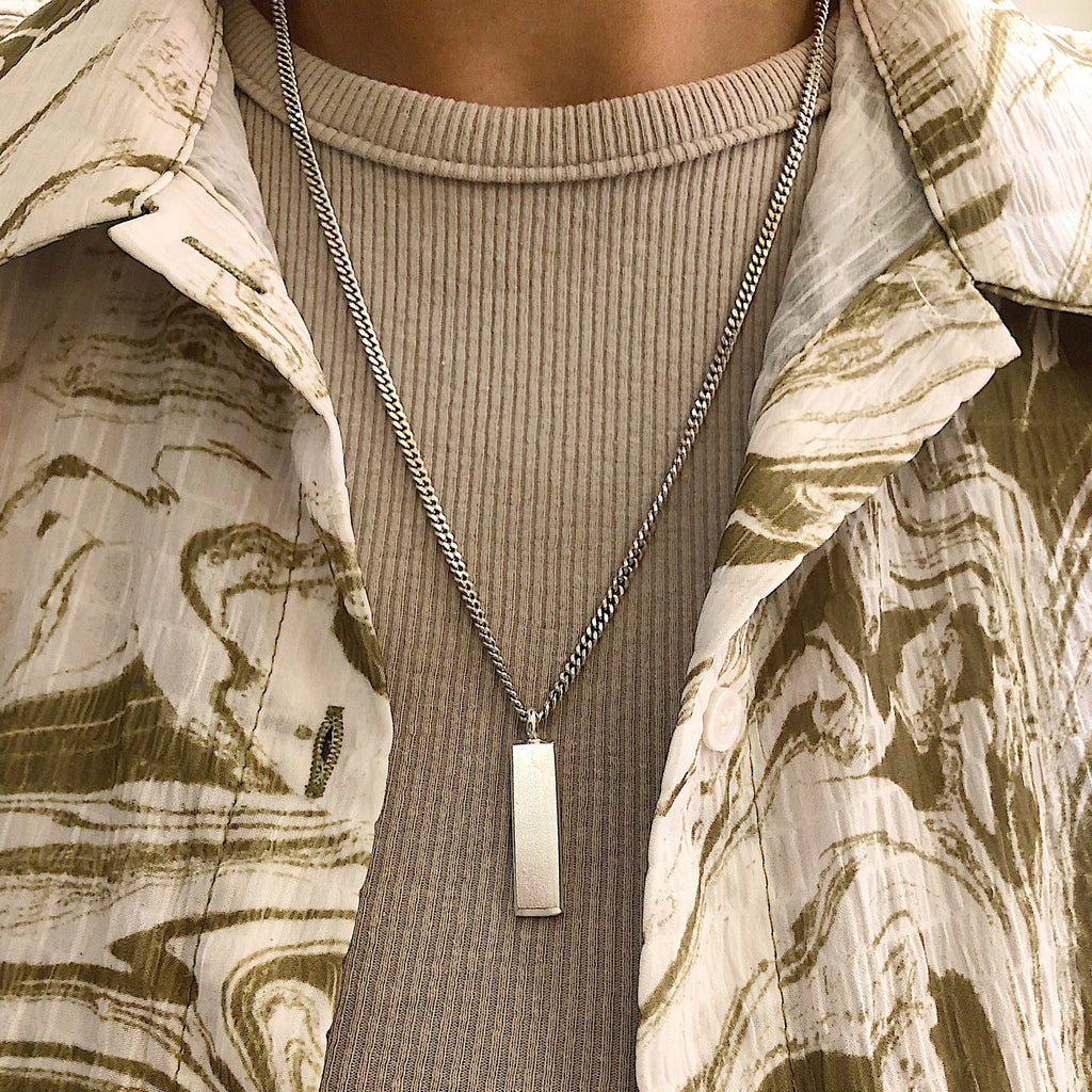 Chunky Ingot Necklace in Sterling Silver