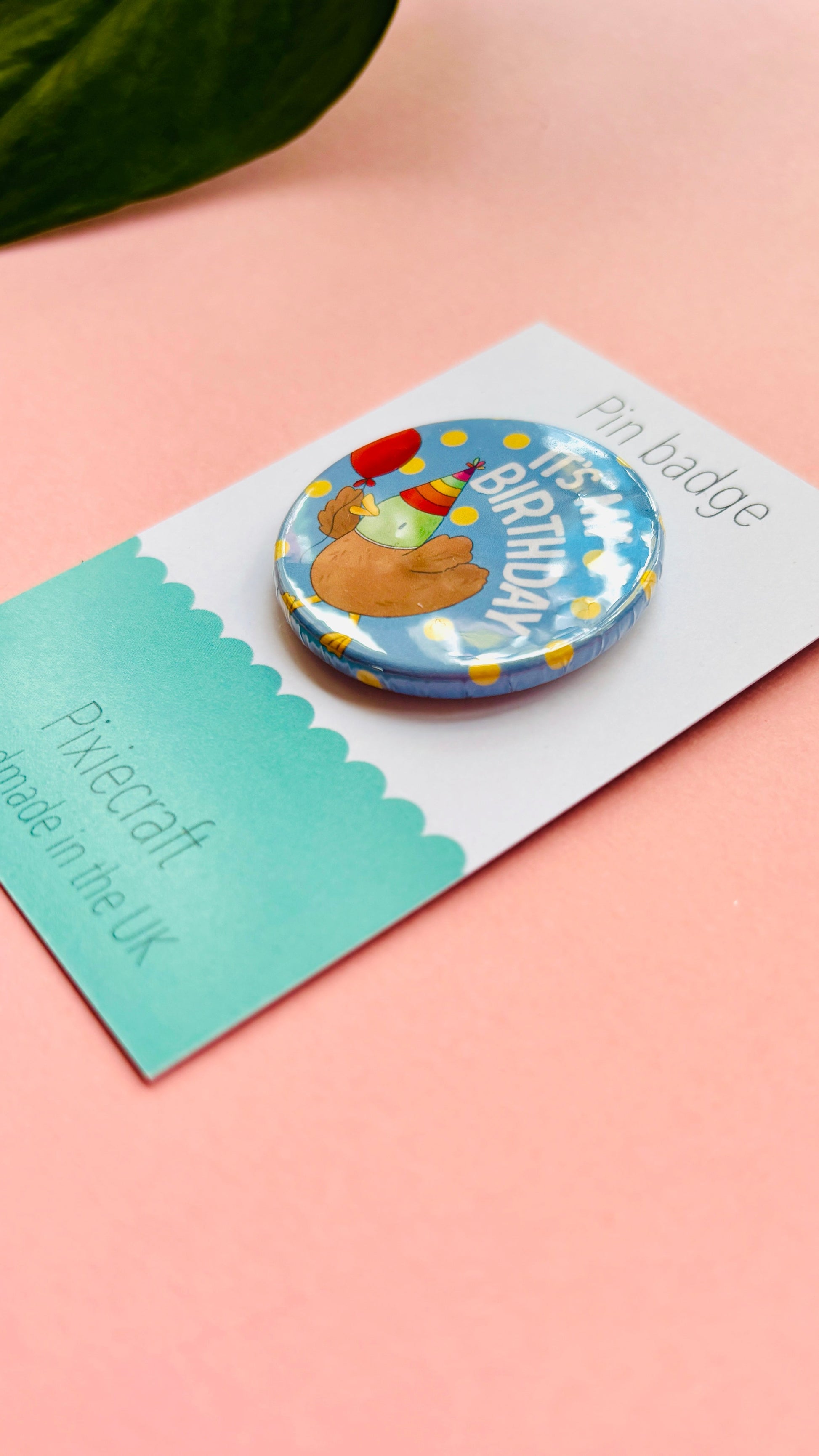 Cute Duck Birthday Badge Handmade Birthday Pin