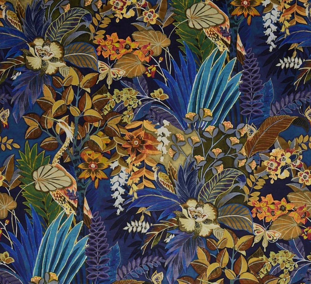 Floral Midnight Velvet cone lampshade, extra tall lampshade