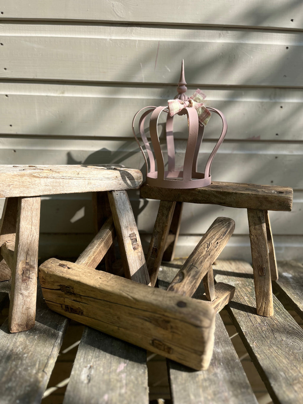 Rustic Reclaimed Elm Mini Stool