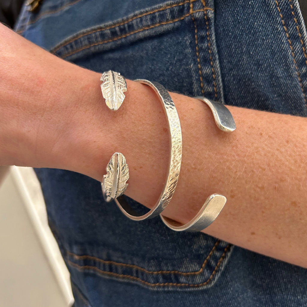 Sterling Silver Feather Cuff Bangle