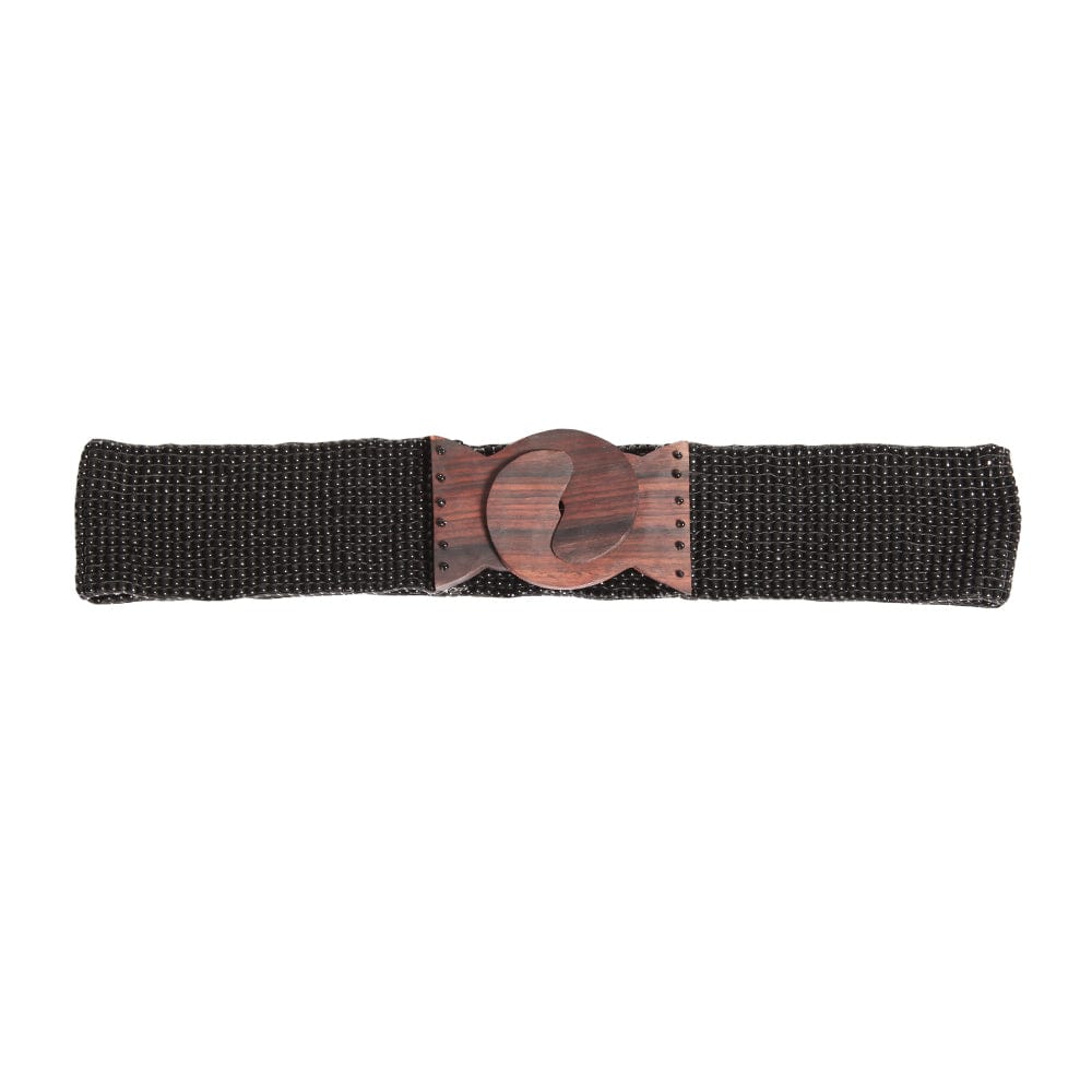 Beaded Stretch Belt with Wooden Clasp