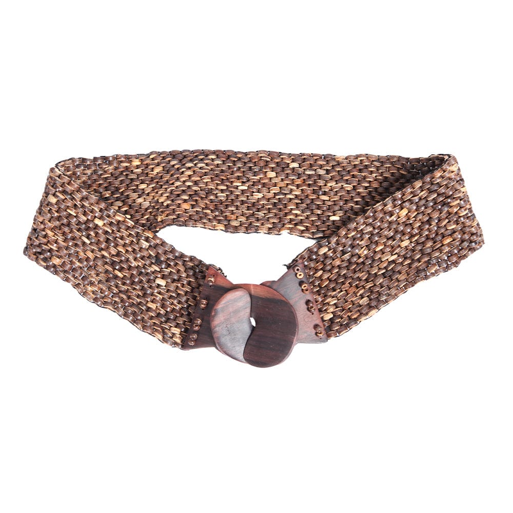 Beaded Stretch Belt with Wooden Clasp