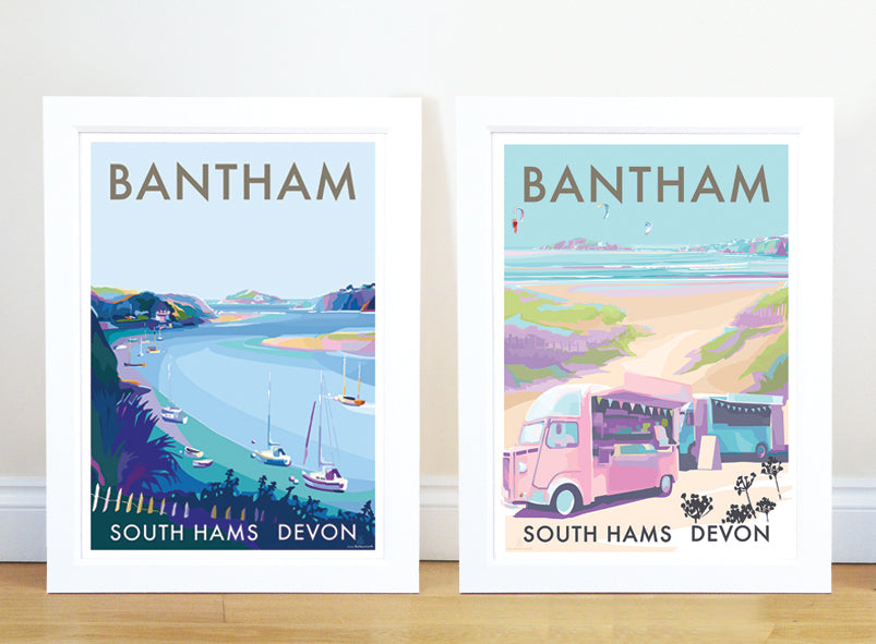 Bantham River Seaside Travel Poster Print