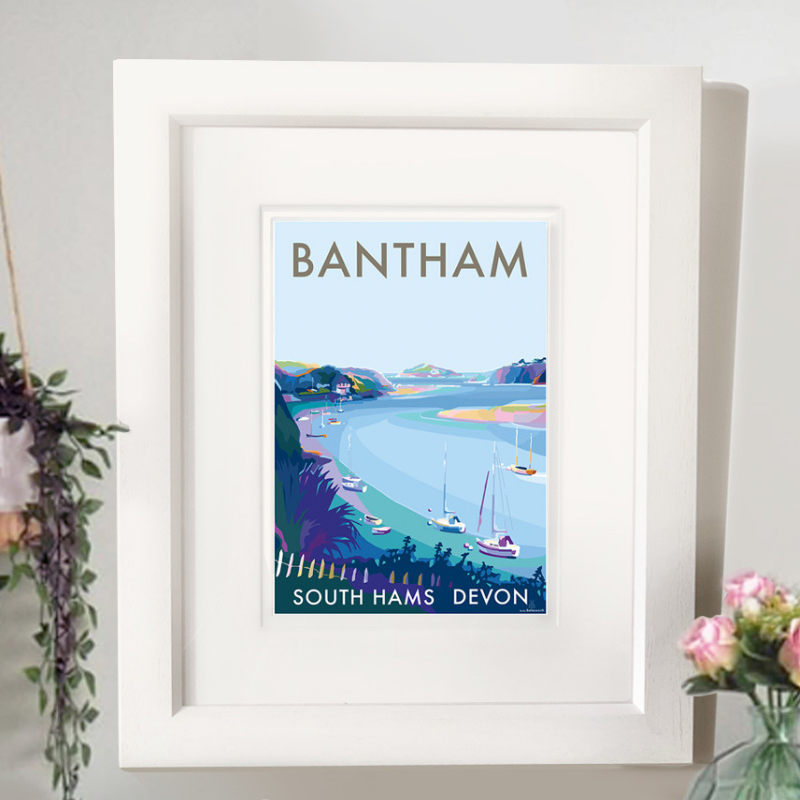 Bantham River Seaside Travel Poster Print