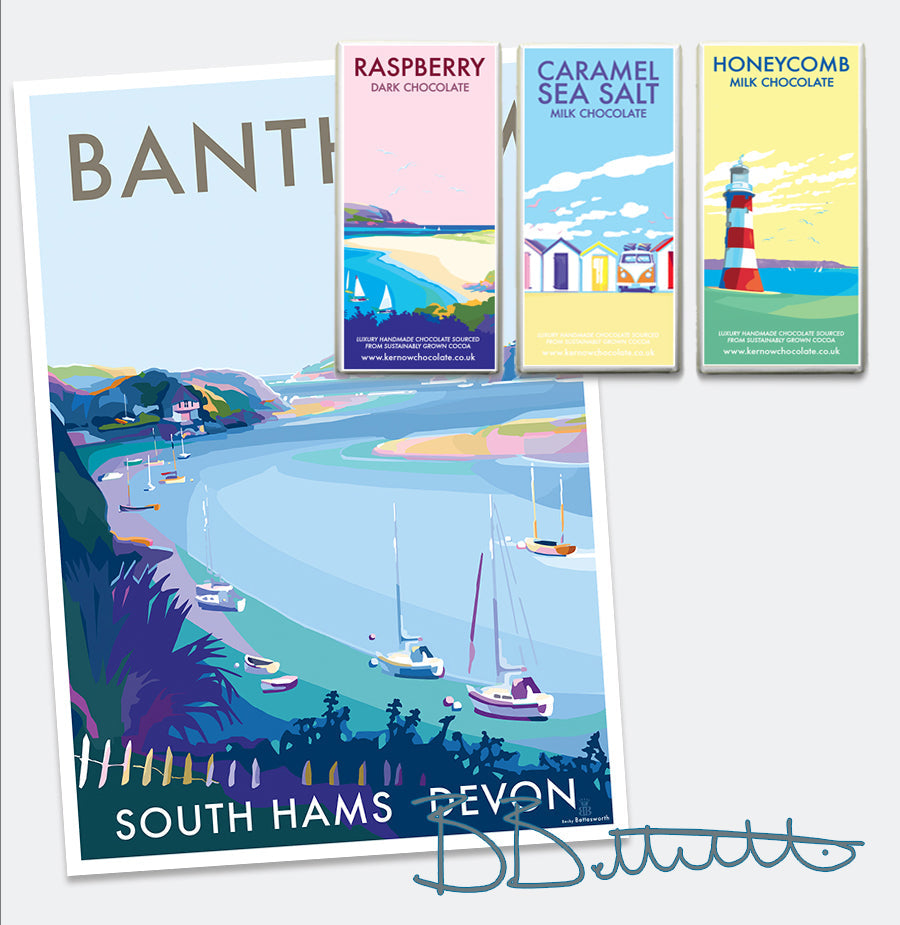 Bantham River Seaside Travel Poster Print