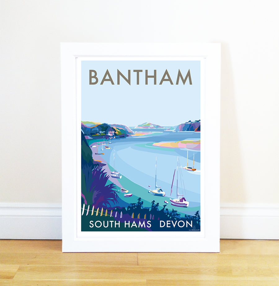 Bantham River Seaside Travel Poster Print