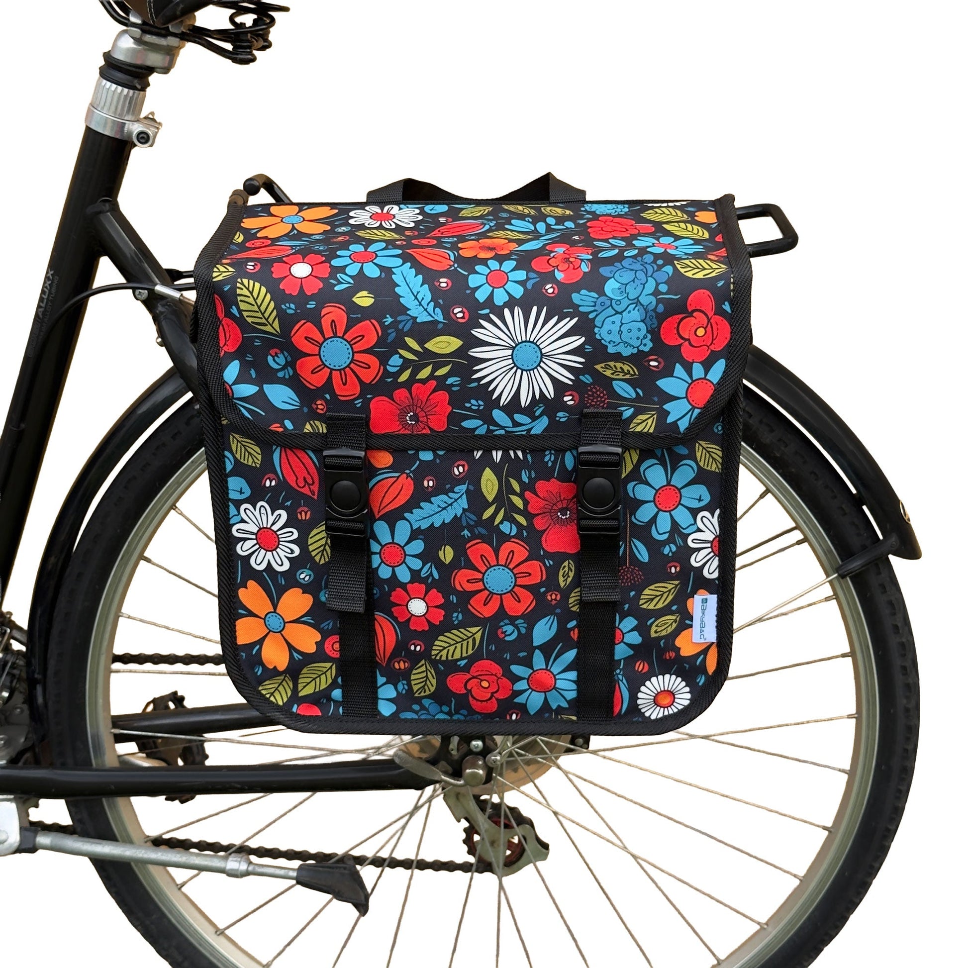 Classic Single Pannier Bag for Bicycle Rear Carrier Rack in Floral Fiesta