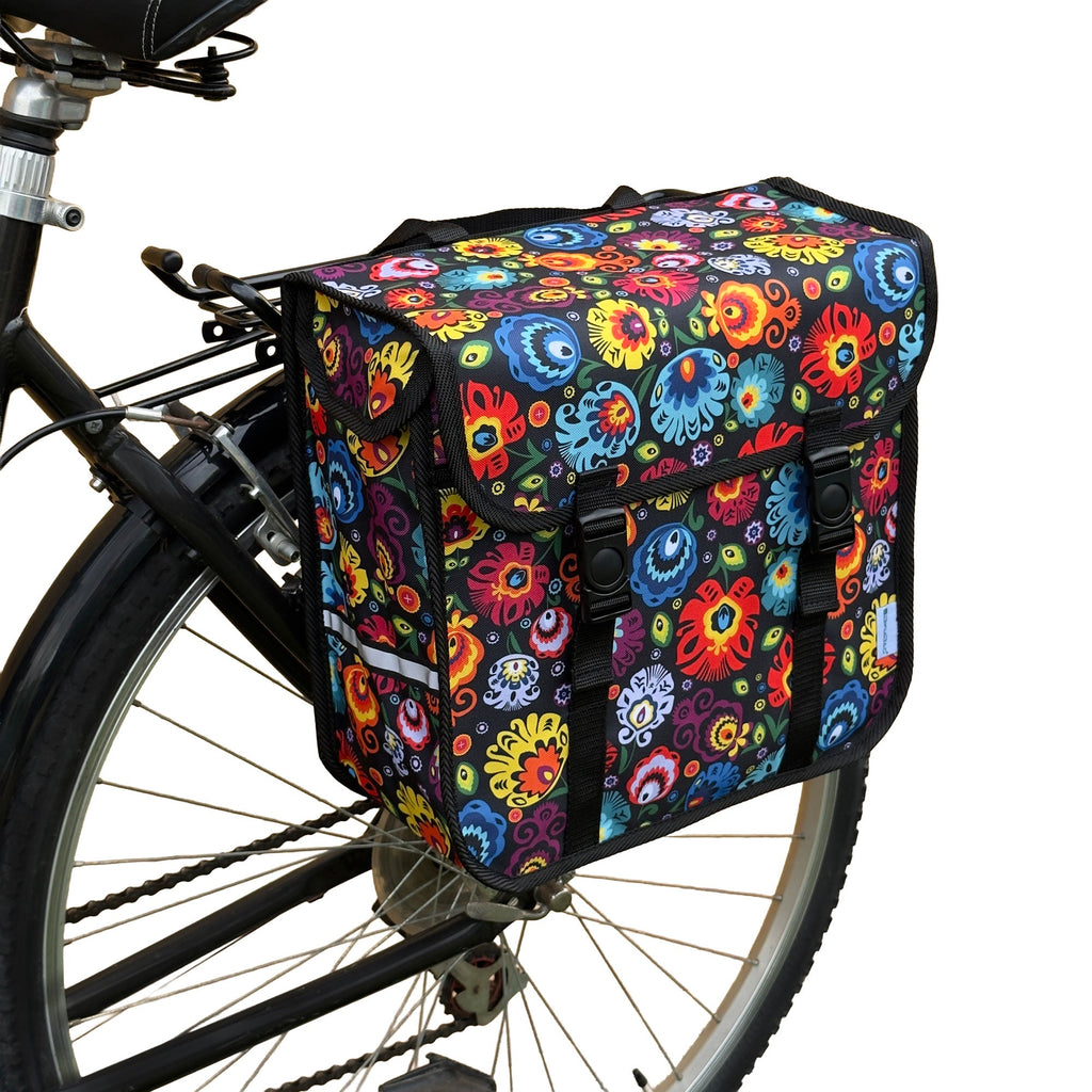 Classic Single Pannier Bag for Bicycle Rear Carrier Rack in Folk Flowers