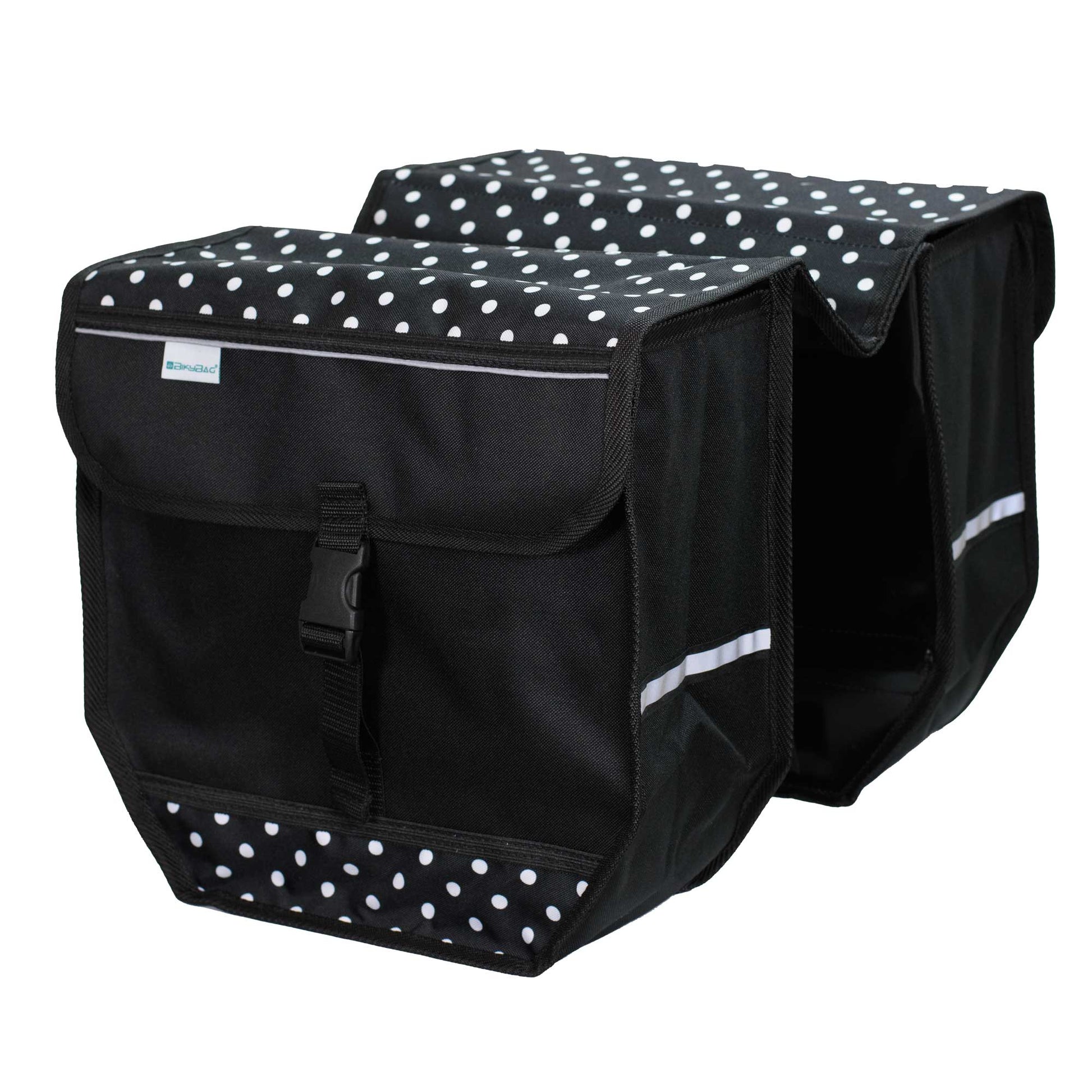 Bicycle Double Pannier Bag in White Polka Dots