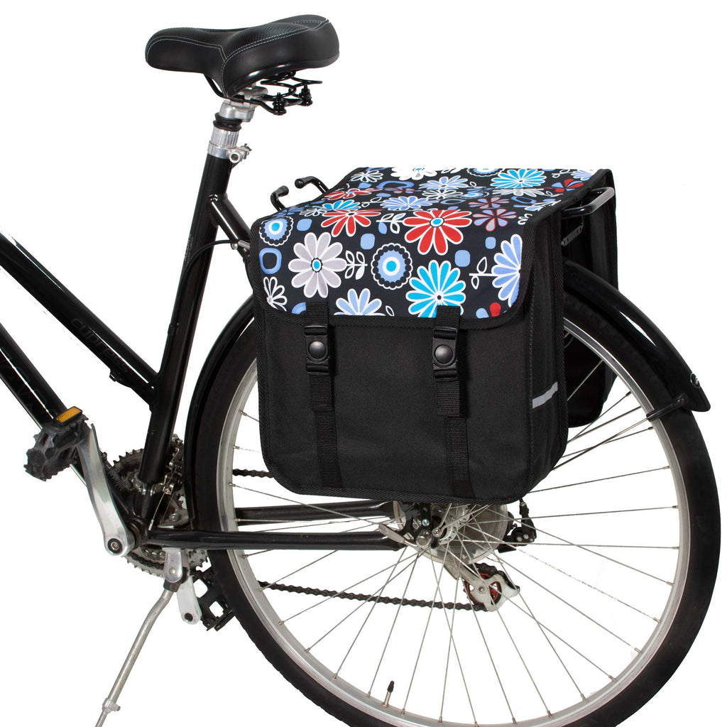 Daisy Flowers Bicycle Double Pannier Bag for Rear Rack