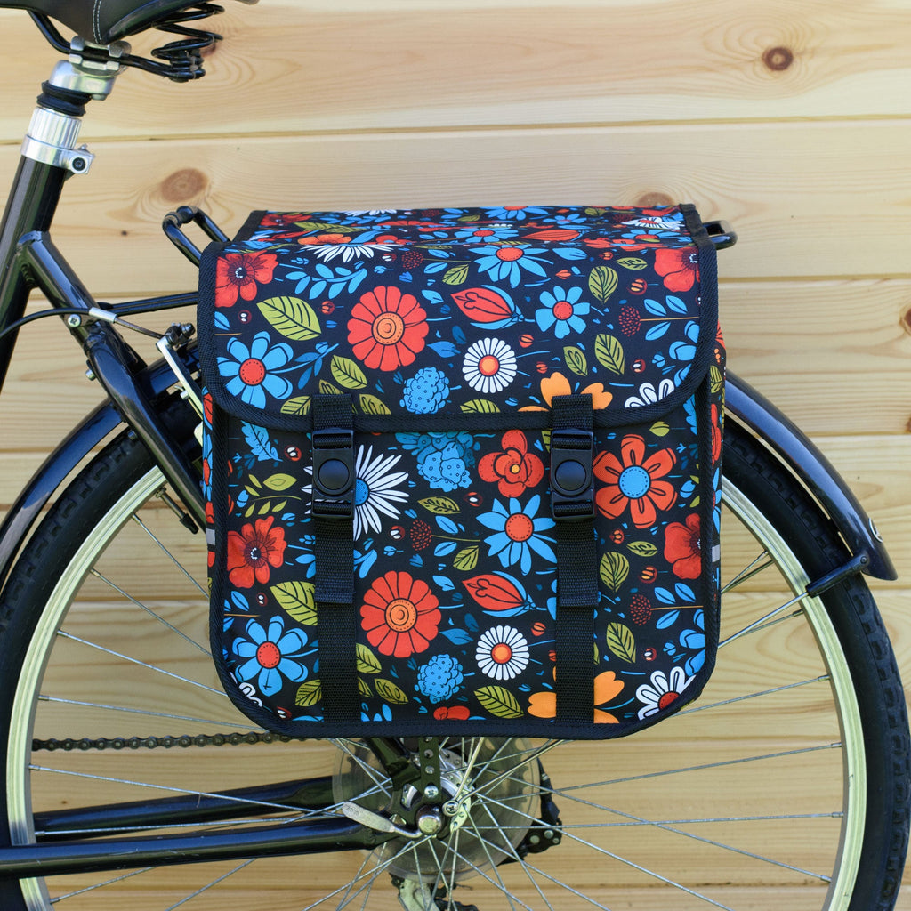 Bicycle Double Pannier Bag in Floral Fiesta