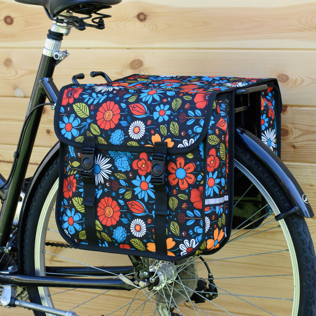Bicycle Double Pannier Bag in Floral Fiesta