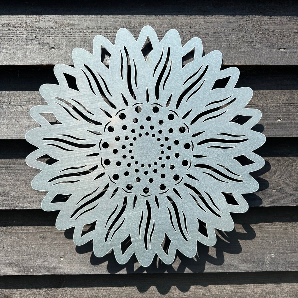 Large Galvanized Steel Sunflower Garden Decoration 55cm