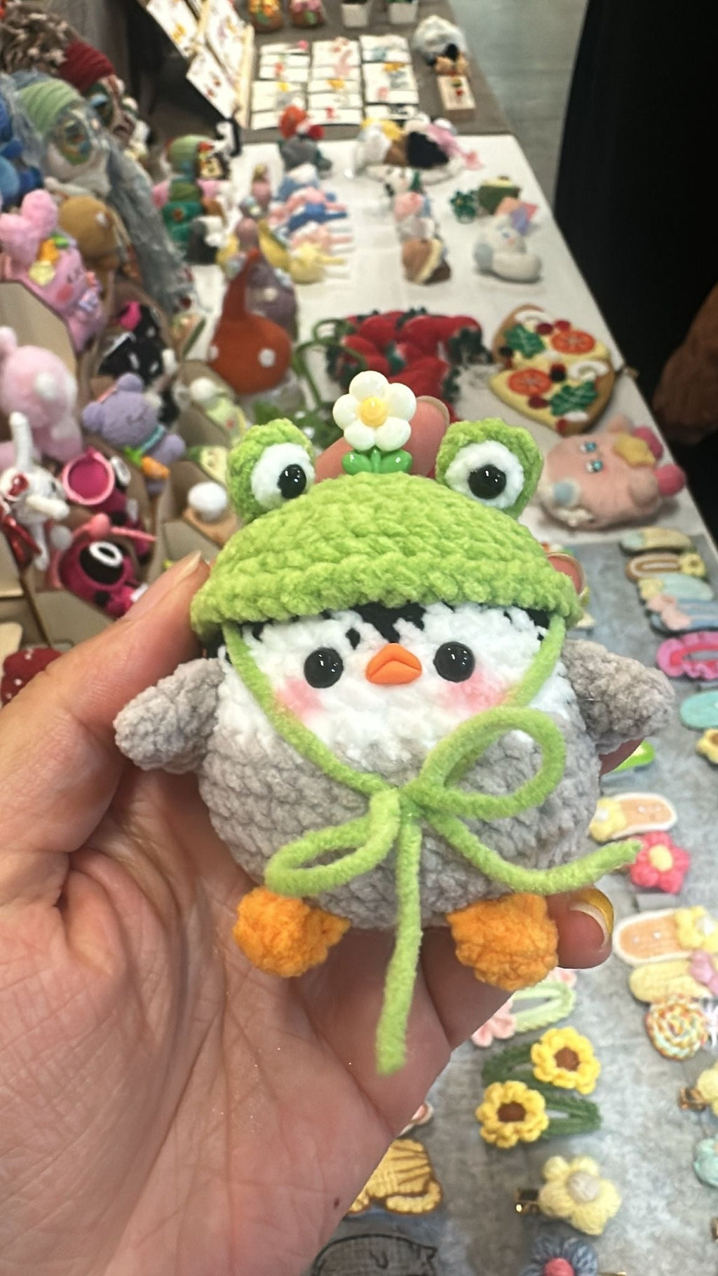 Cute Frog Hat Penguin Explorer Handmade Plush