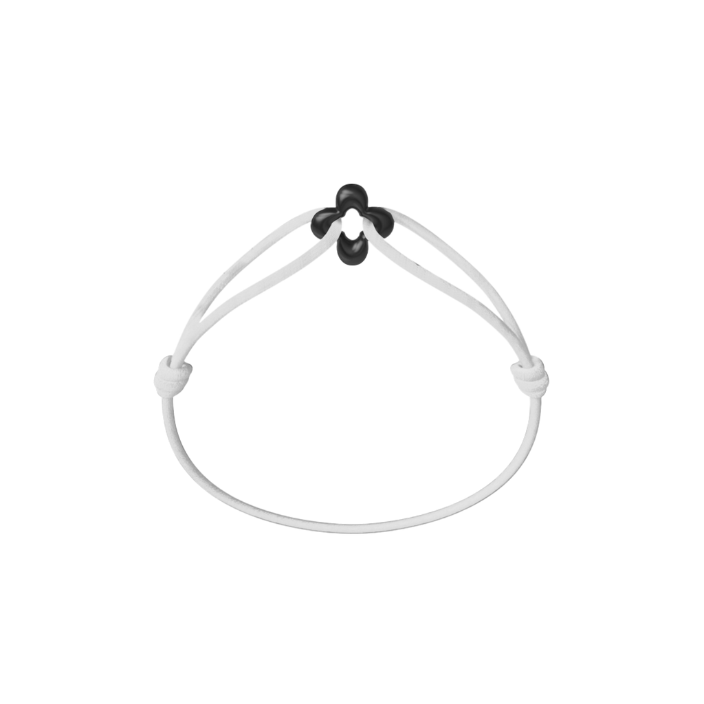 Mini Black Clover Onyx Cord Bracelet