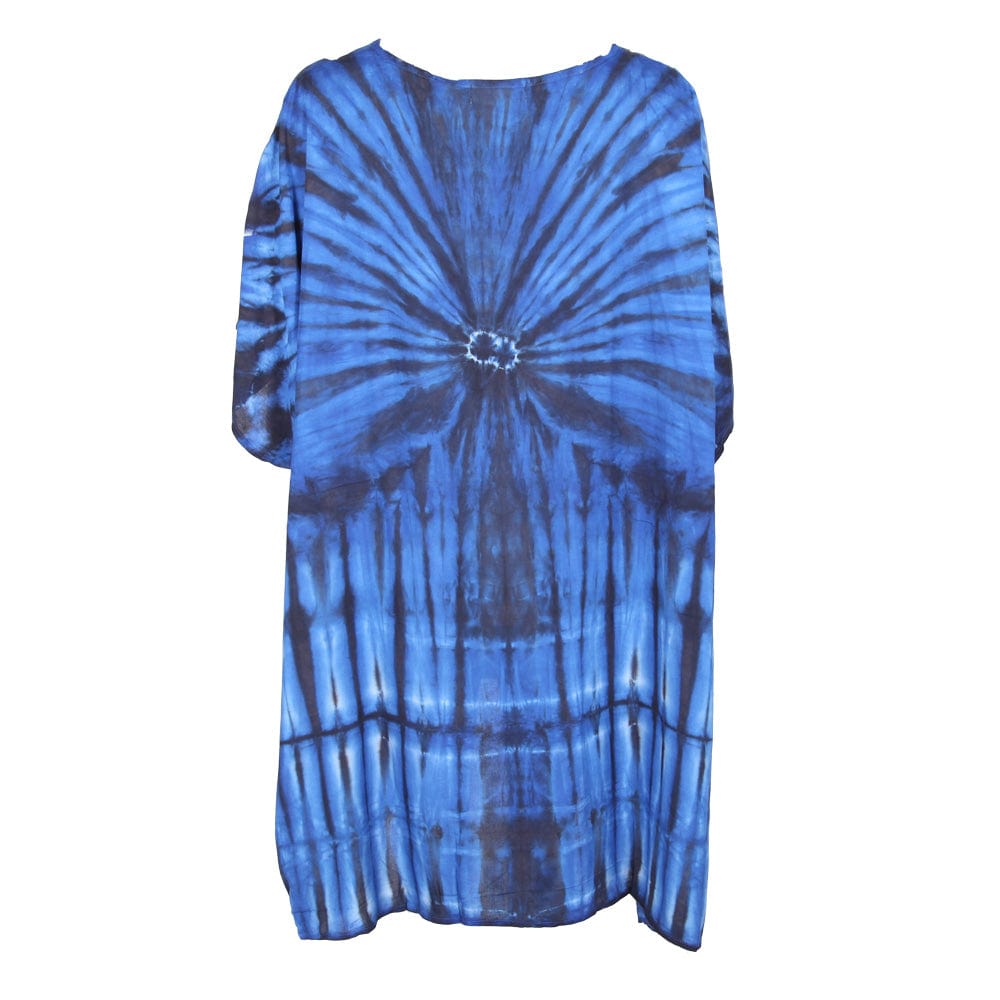 Tie Dye Kurta Long Top with Lace Up Neck