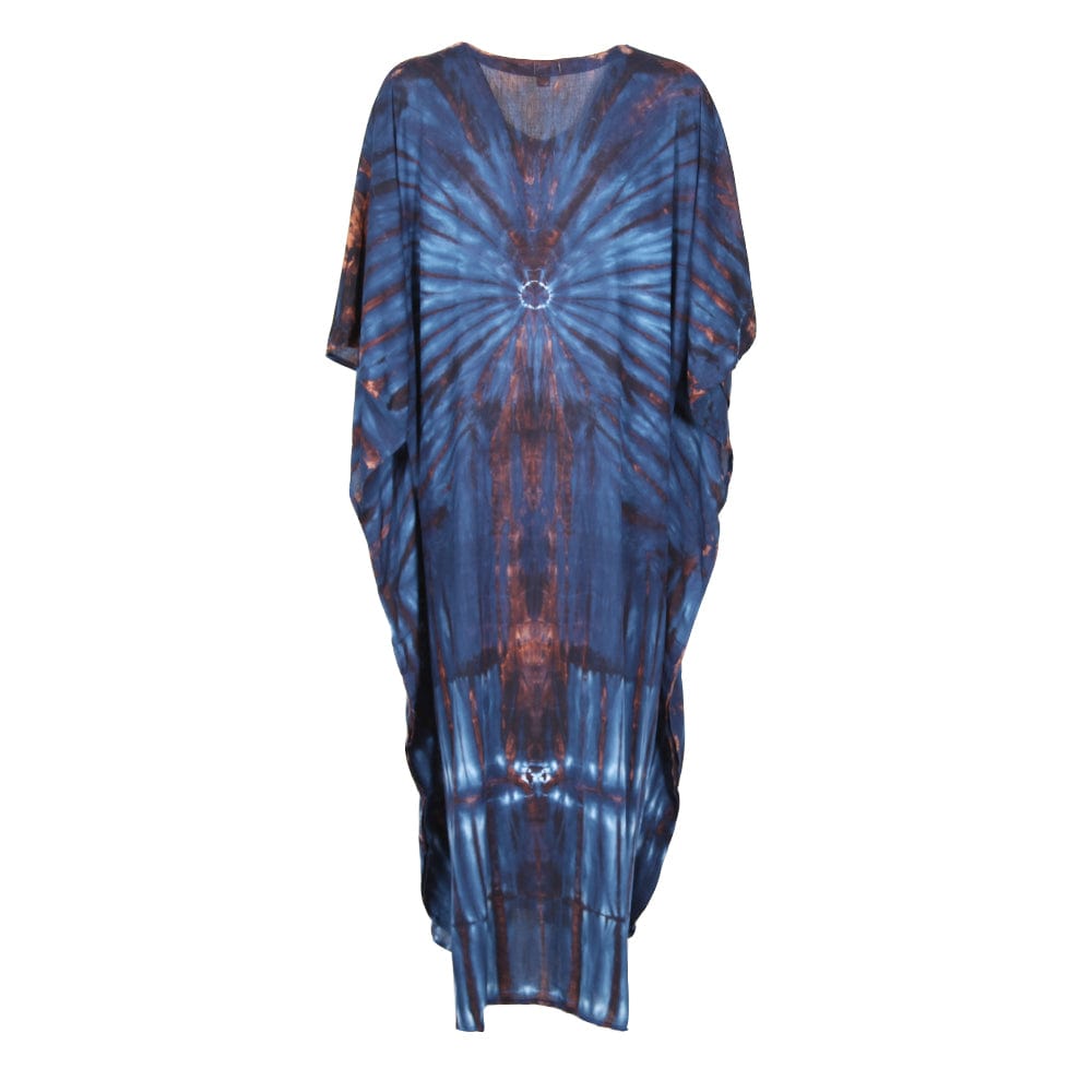 Tie Dye Kaftan Dress in Navy and Mint