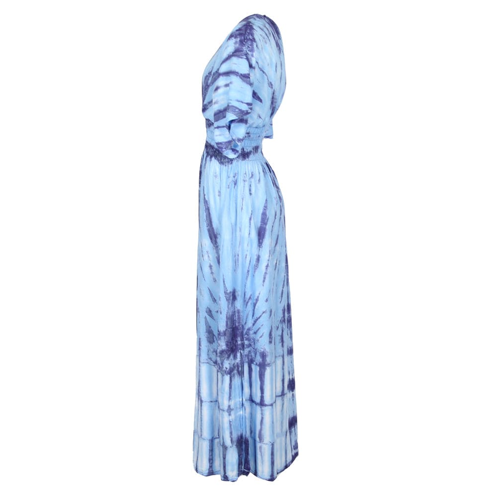 Tie Dye Summer Maxi Dress with Crossover Top