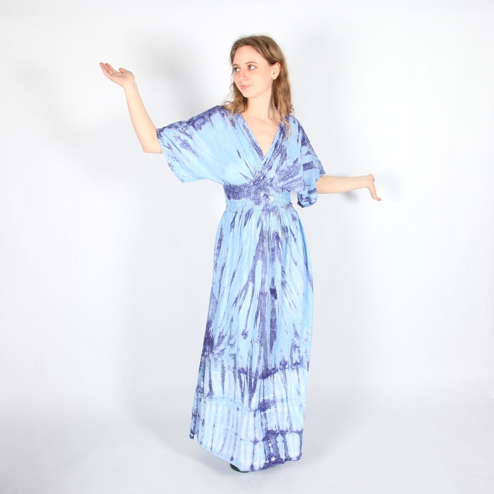 Tie Dye Summer Maxi Dress with Crossover Top