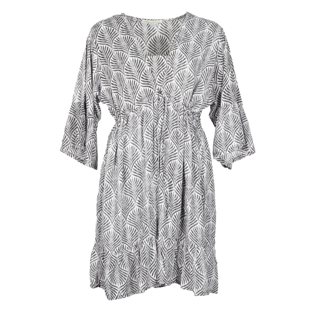 Leaf Print Kurta Dress in Black or Grey