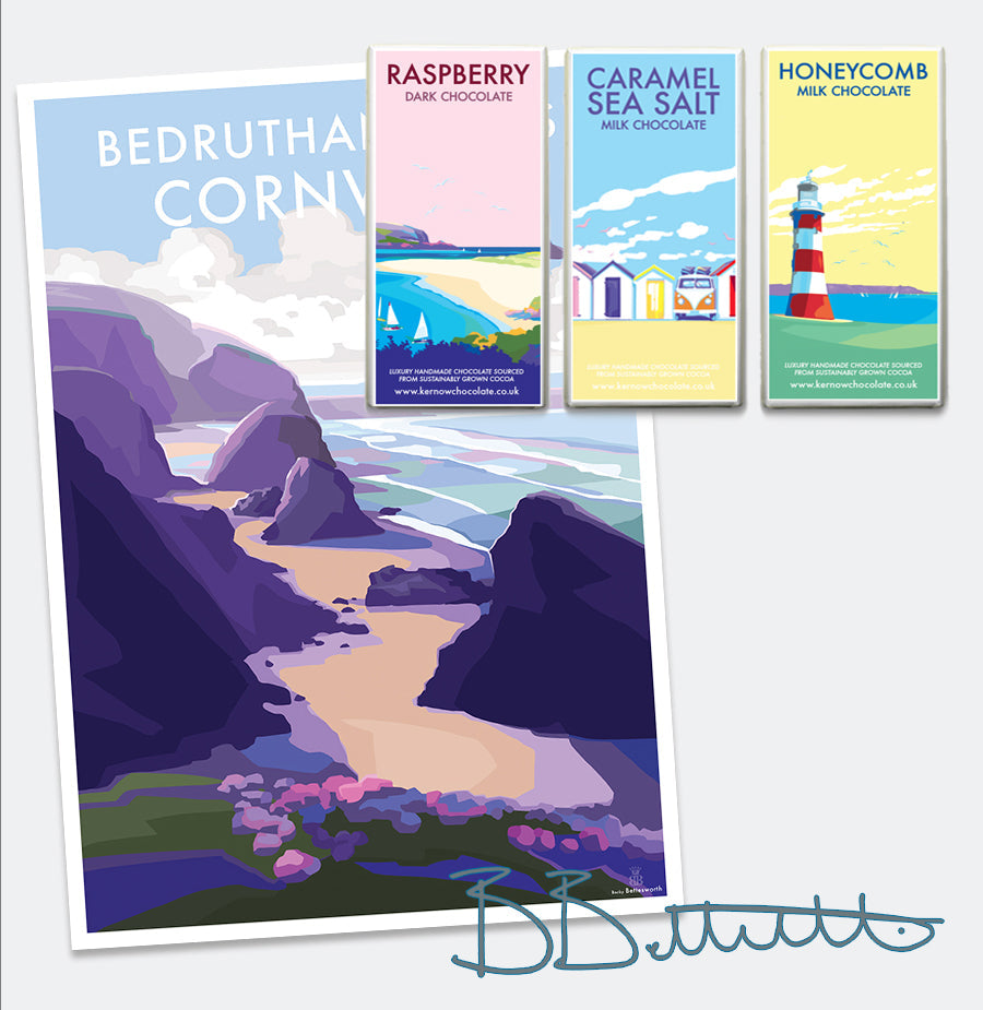 Bedruthan Steps Coastal Travel Poster Print