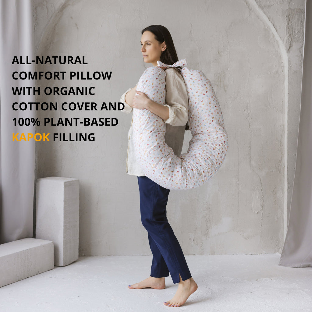 C Shape Nursing and Maternity Pillow in Organic Milk White