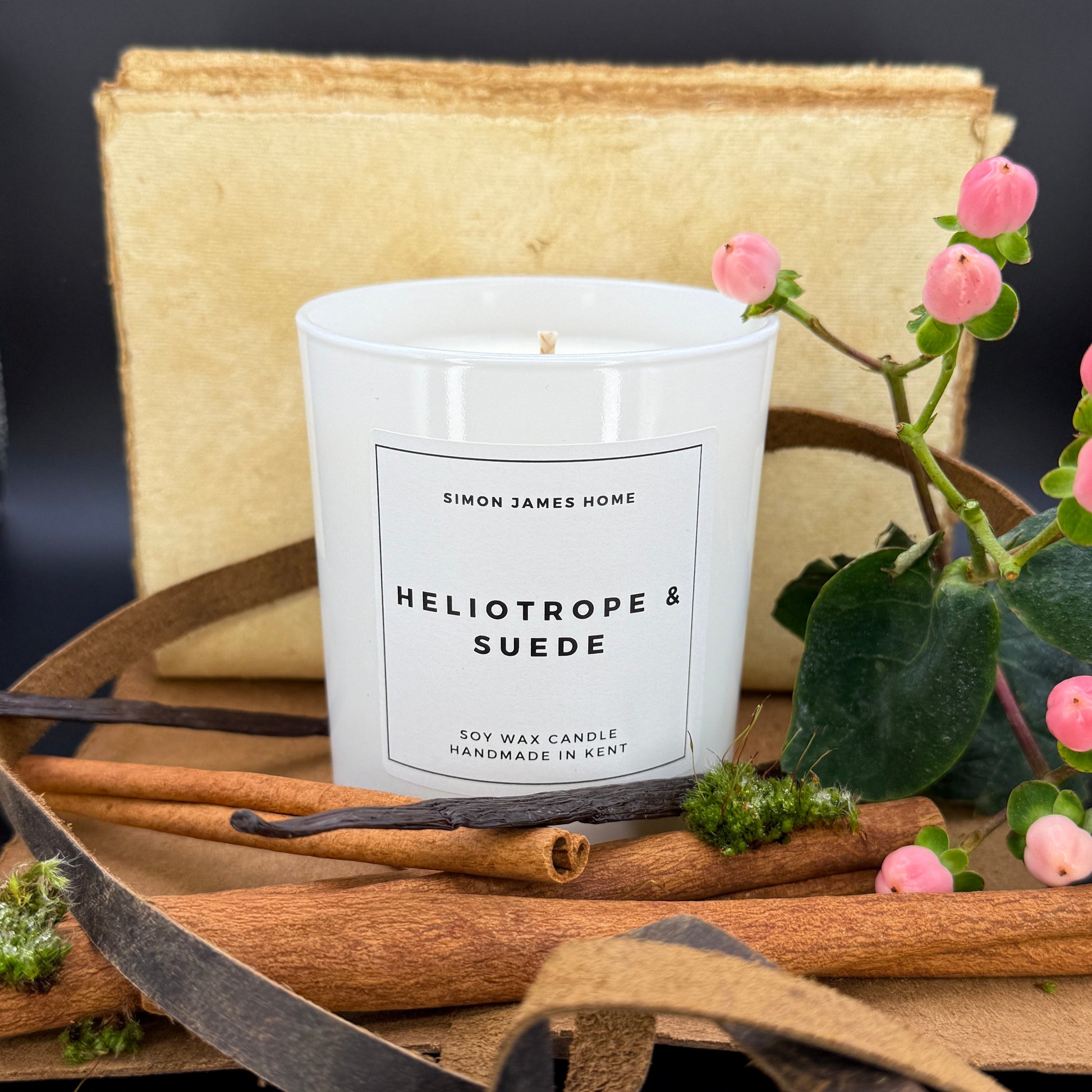 Heliotrope and Suede Handmade Soy Wax Candle