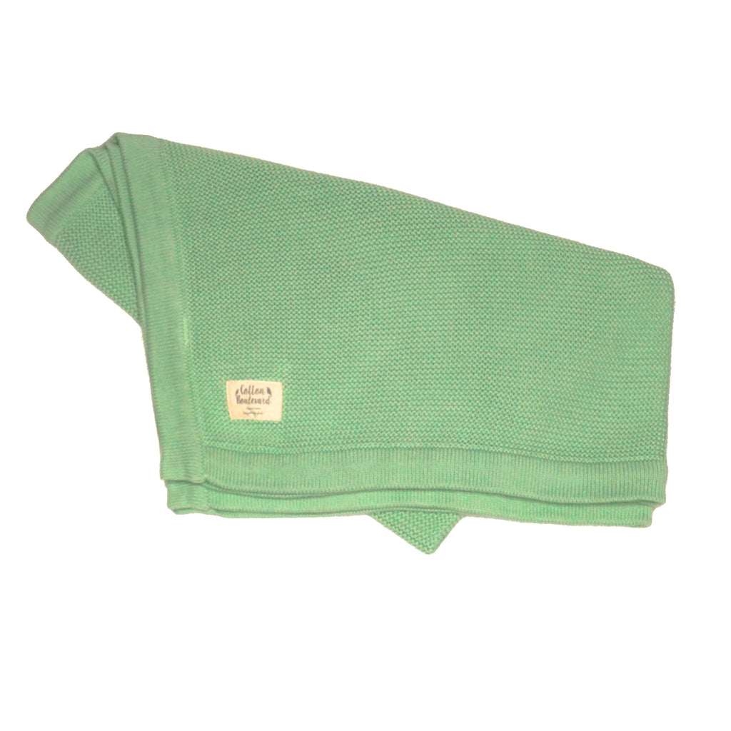 Sage Green Organic Cotton Knitted Blanket 100 x 80cm