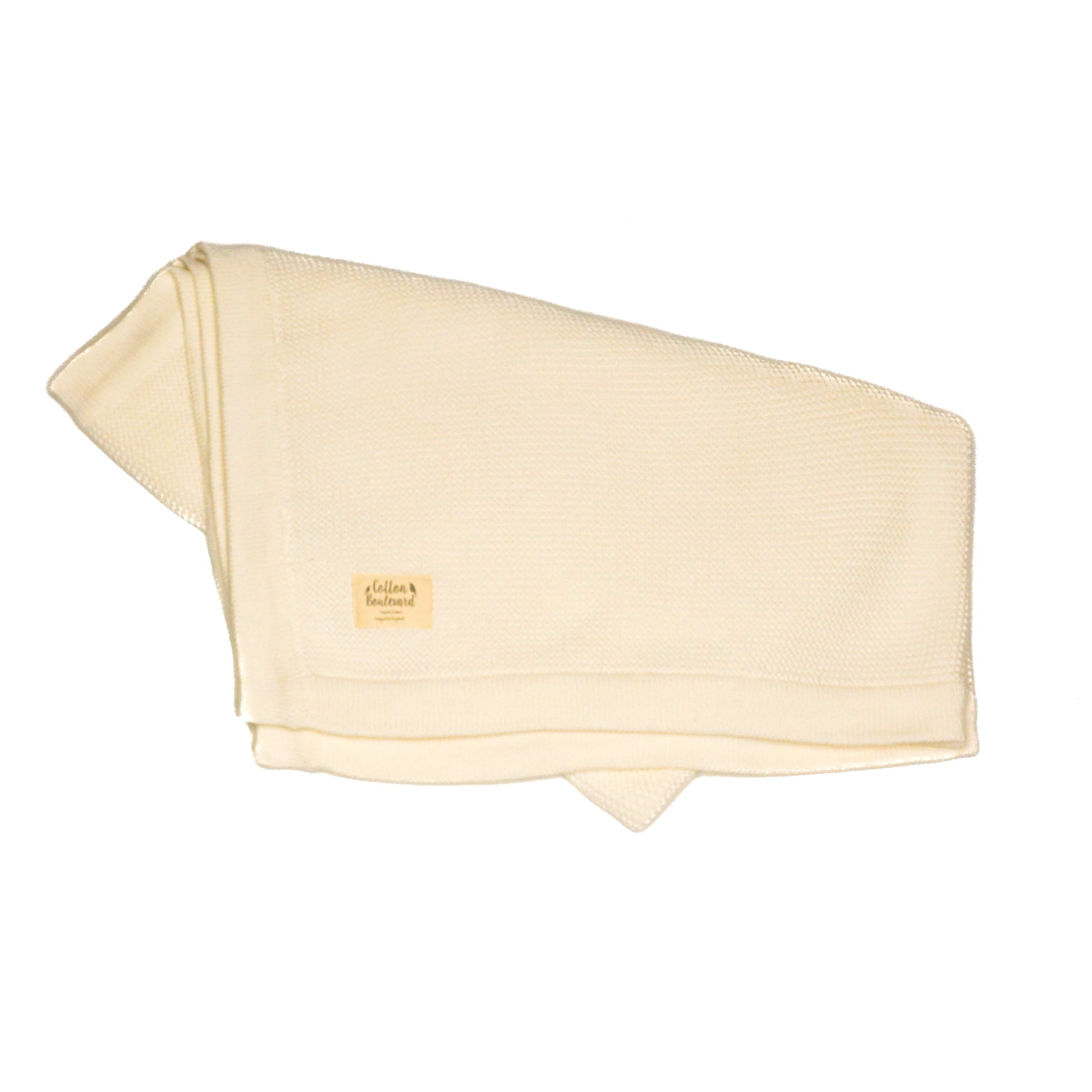 White Organic Cotton Knitted Baby Blanket 100 x 80cm