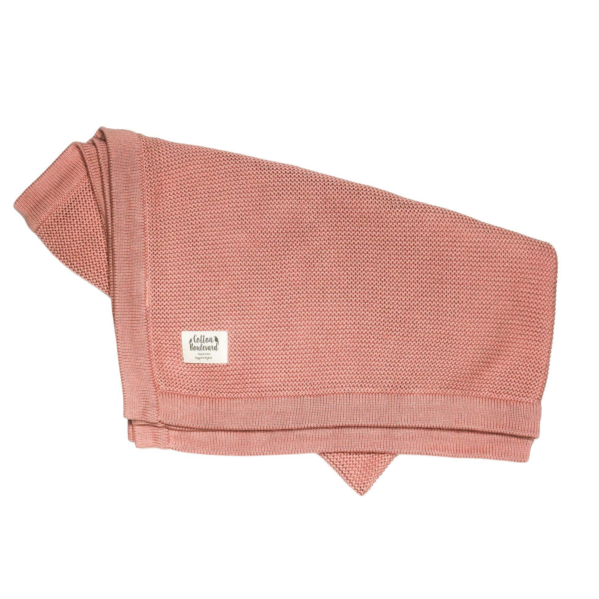Dusty Pink Organic Cotton Knitted Baby Blanket 100 x 80cm