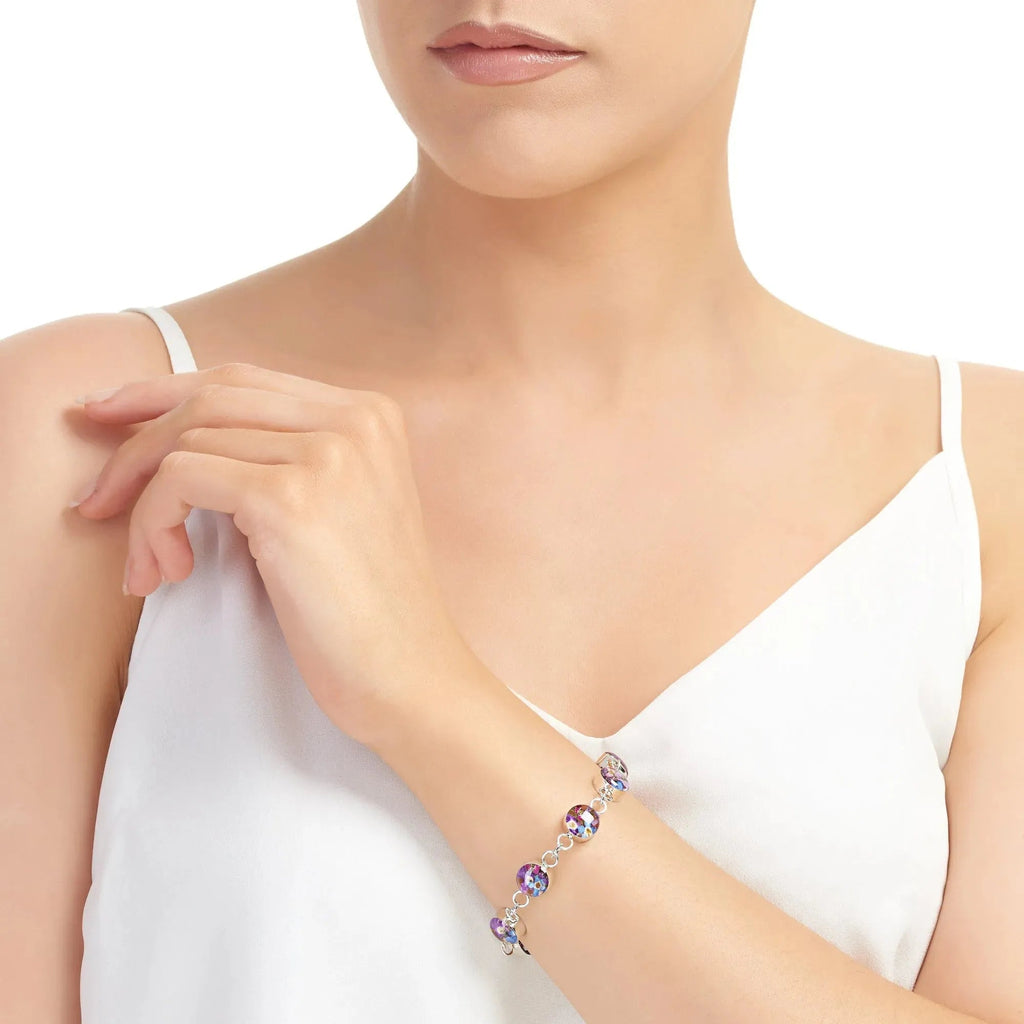 Sterling Silver Bracelet with Real Preserved Flowers