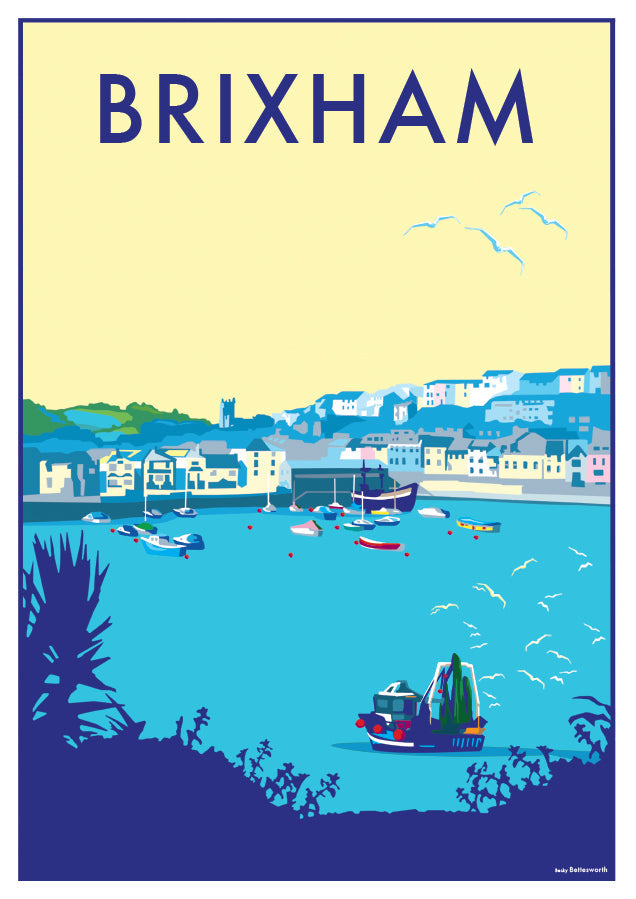 Brixham Vintage Seaside Print
