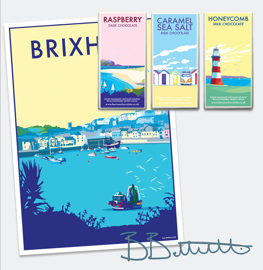 Brixham Vintage Seaside Print