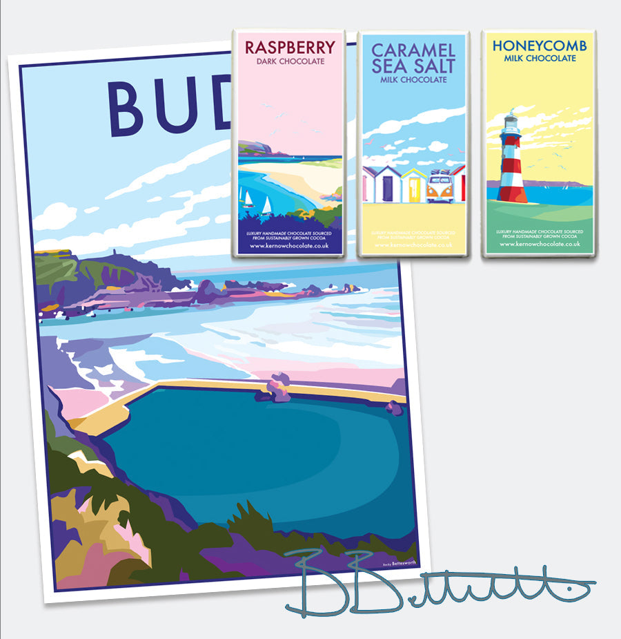 Bude Vintage Seaside Travel Poster Print
