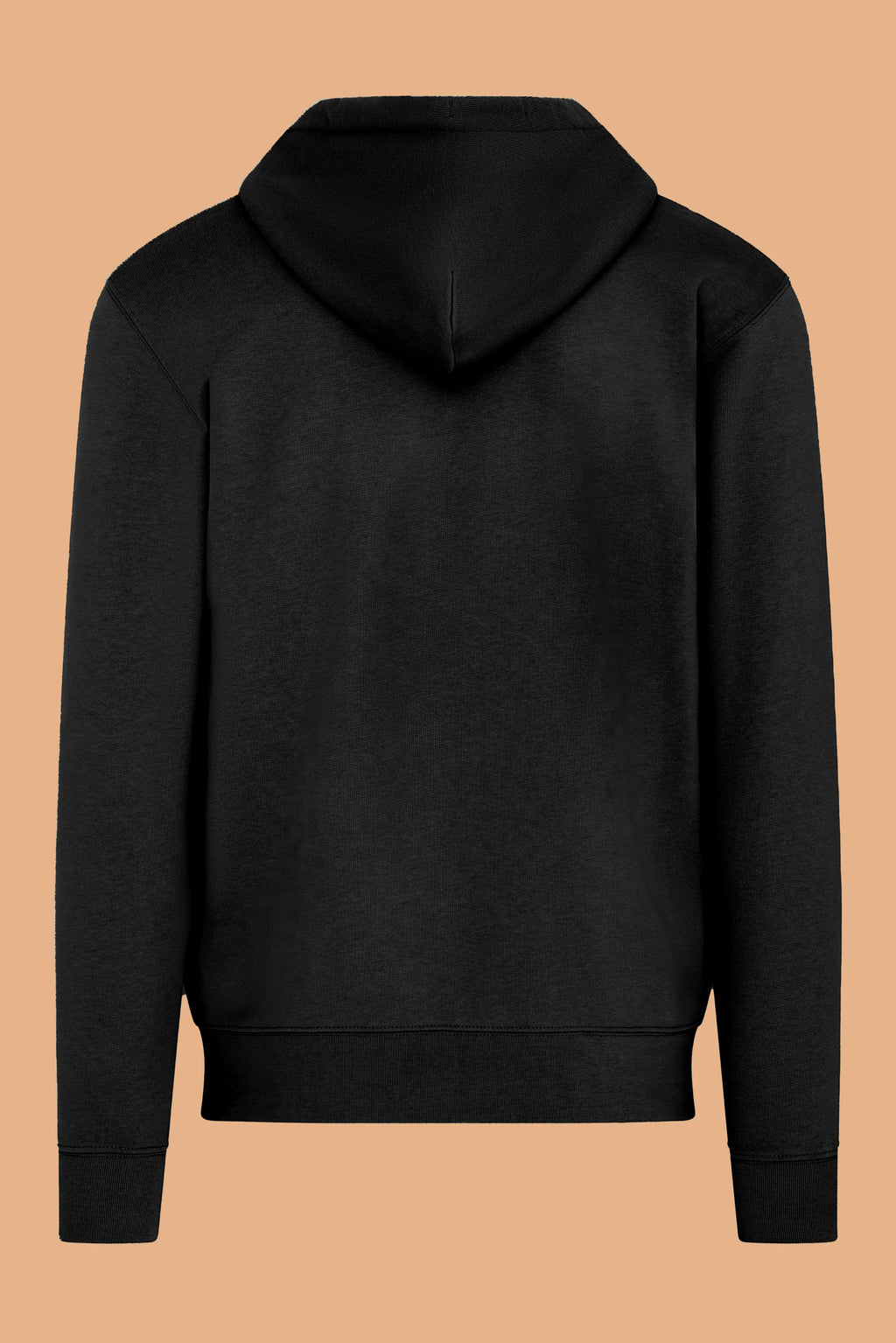Embroidered P Zip Up Hoodie in Black