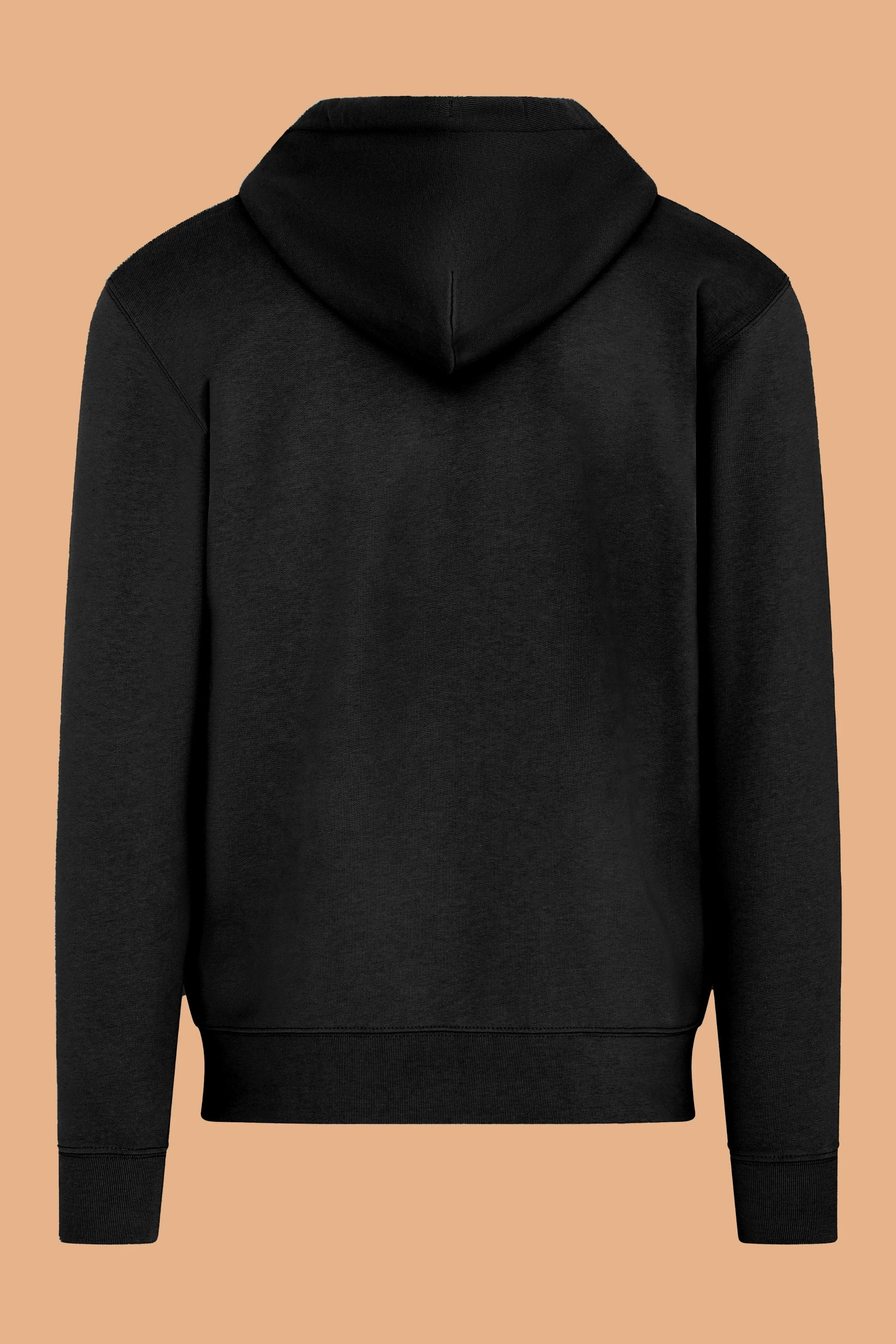 Embroidered P Zip Up Hoodie in Black