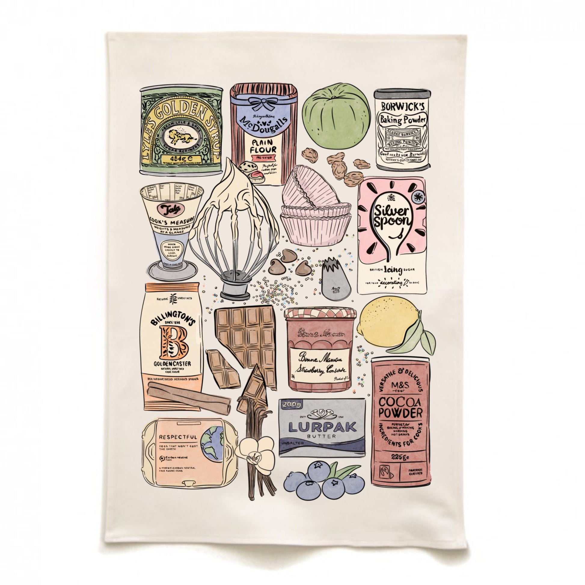 Organic Cotton Baking Ingredients Tea Towel