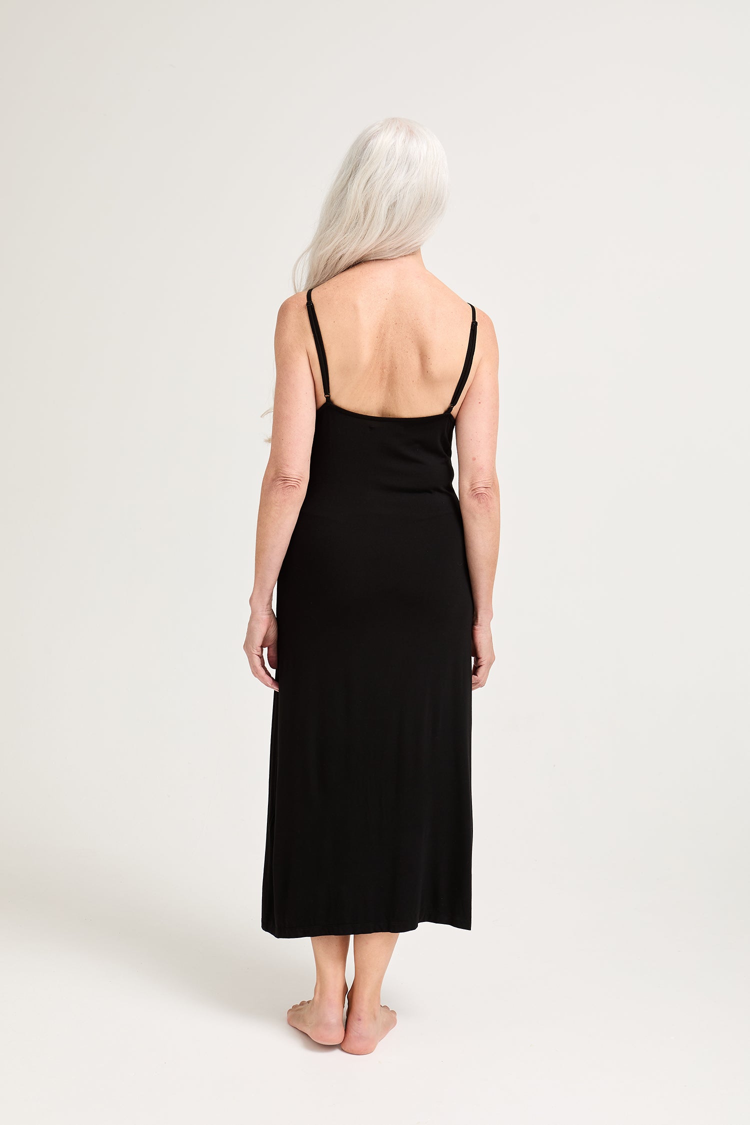 Bamboo Frill Chemise in Black
