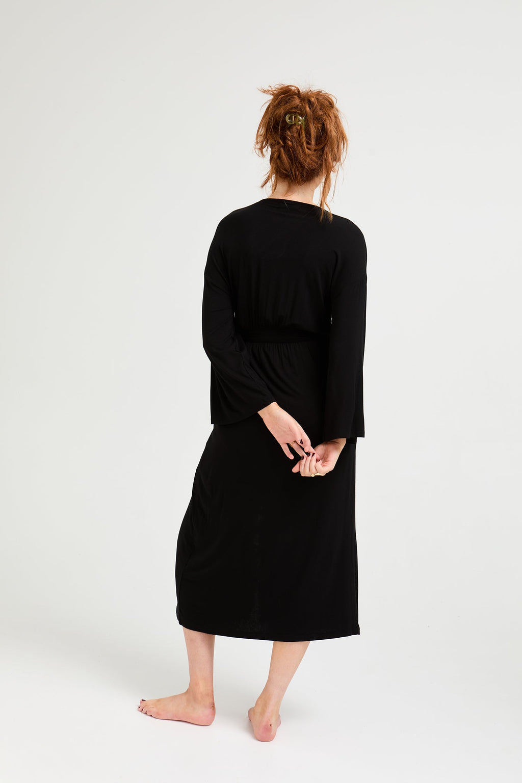 Bamboo Frill Kimono in Black