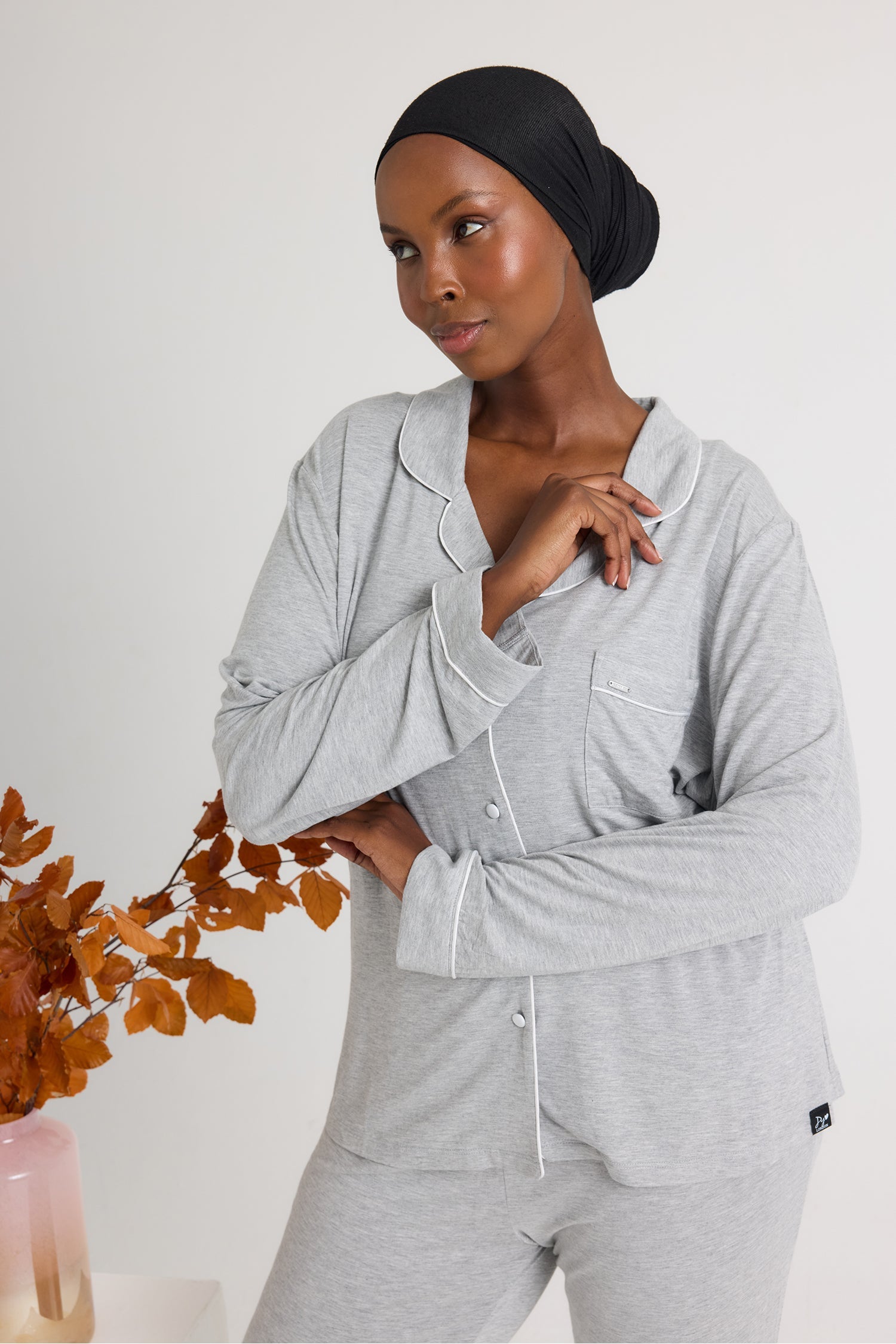Bamboo Long Pyjama Set in Grey Marl
