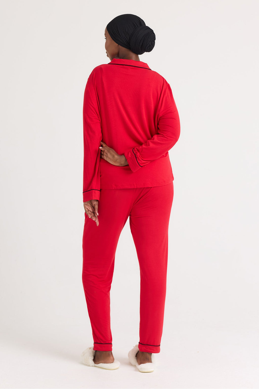 Bamboo Long Pyjama Set in Red