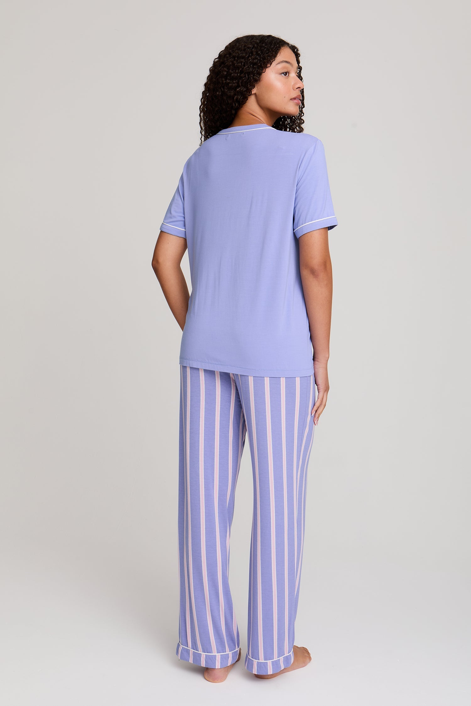 Bamboo Tee and Trouser Set in Heather Stripe